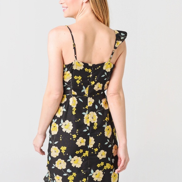 Cupcakes and Cashmere  Size 4 Ariadne Slub Chiffon Asymmetric Dress with Ruffle - Picture 2 of 9